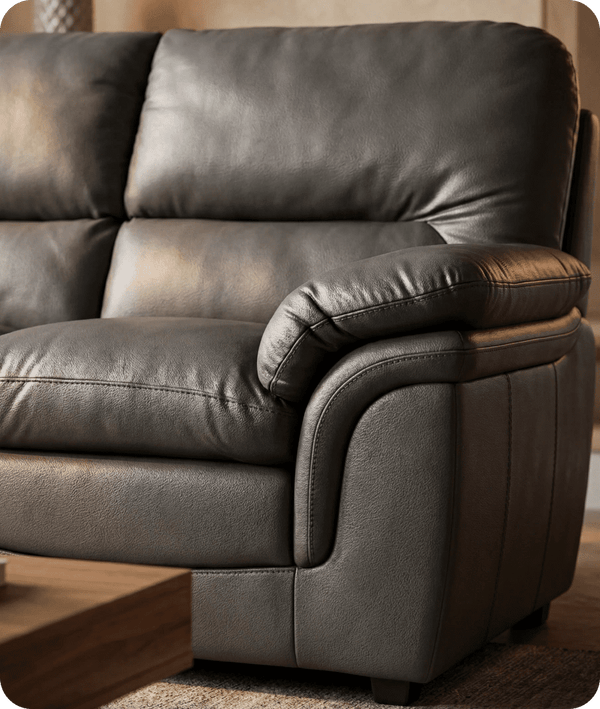 Florence Grey Leather 2 Seater Sofa