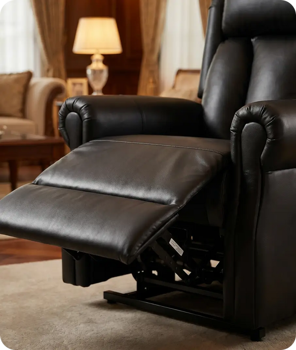 Derby Genuine Leather Black Rise & Recline Mobility Chair