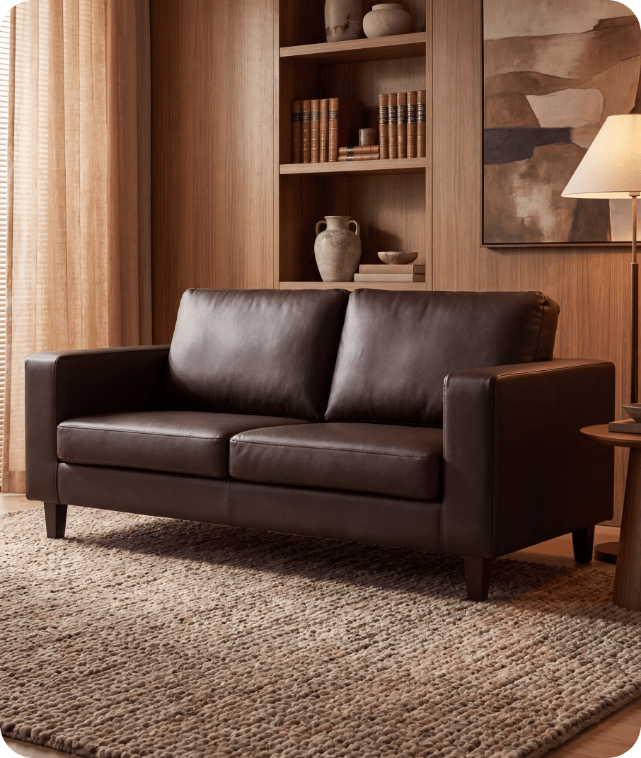 Nova Brown Leather 3 Seater Sofa