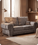 Florence High Back Grey Fabric 3 Seater Sofa
