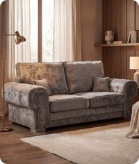 Florence High Back Grey Fabric 3 Seater Sofa