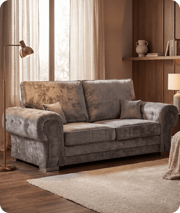 Florence High Back Grey Fabric 3 Seater Sofa
