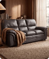 Florence Grey Leather 3 Seater Sofa