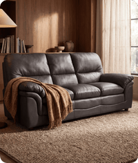 Florence Grey Leather 3 Seater Sofa