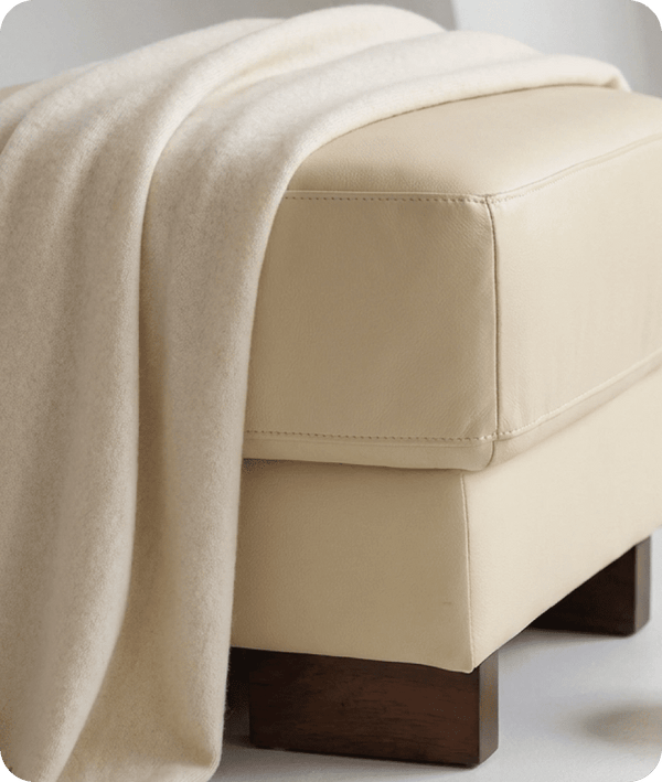 Dalmore Genuine Leather Cream Footstool