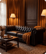 Chesterfield Black Leather Antique 3 Seater Sofa