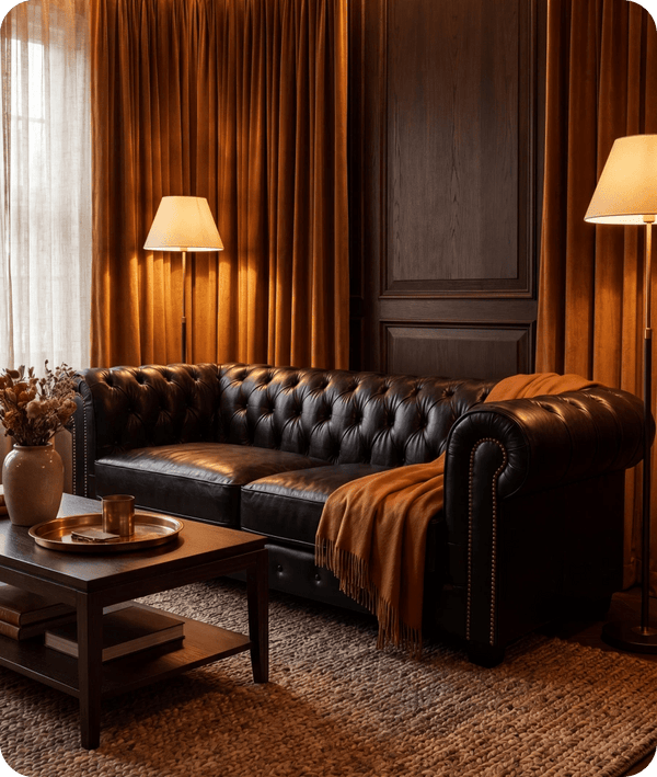 Chesterfield Black Leather Antique 3 Seater Sofa