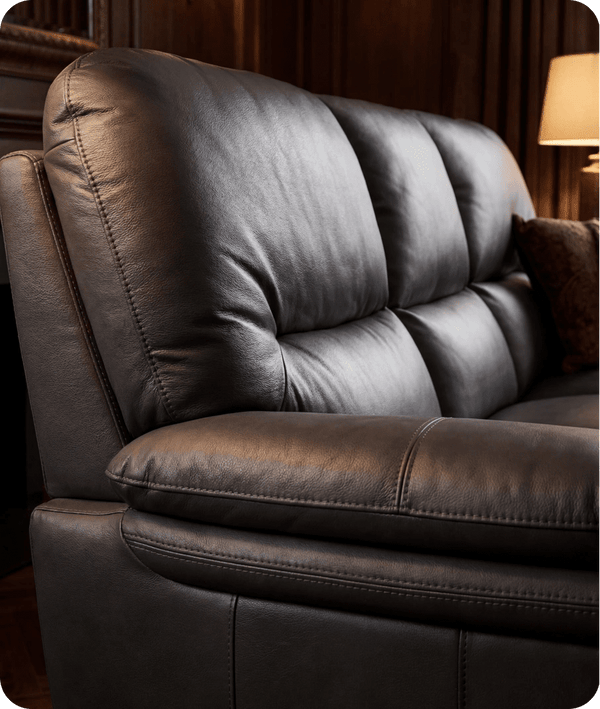 Florence Grey Leather 3 Seater Sofa