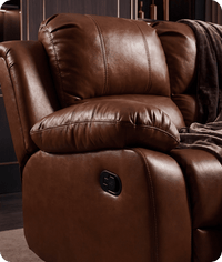 York Tan Leather 3 Seater Manual Recliner Sofa