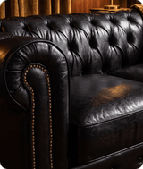 Chesterfield Black Leather Antique 3 Seater Sofa