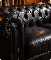 Chesterfield Black Leather Antique 3 Seater Sofa