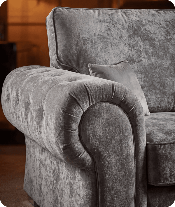 Florence High Back Grey Fabric 3 Seater Sofa