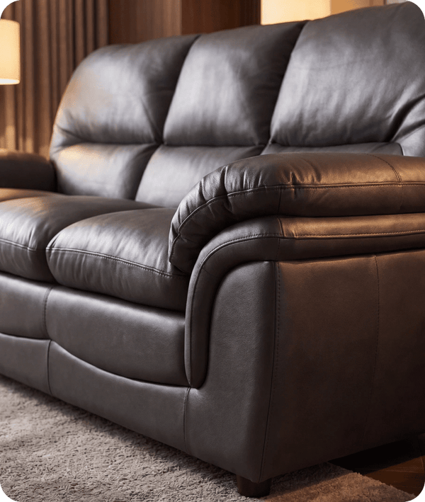 Florence Grey Leather 3 Seater Sofa