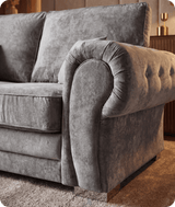 Florence High Back Grey Fabric 3 Seater Sofa