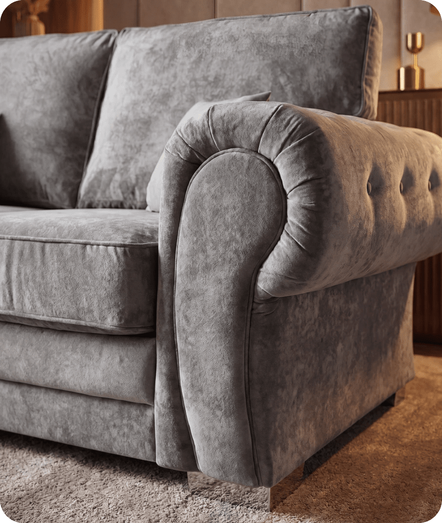 Florence High Back Grey Fabric 3 Seater Sofa