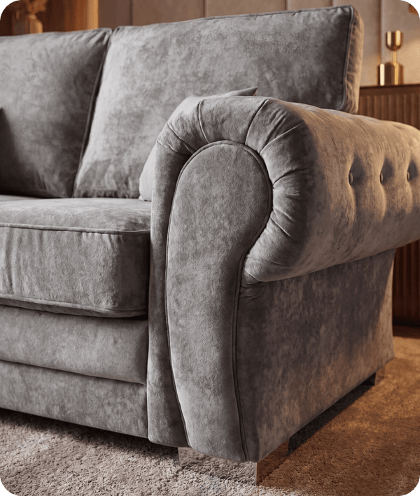 Florence High Back Grey Fabric 3 Seater Sofa