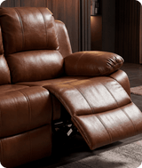 York Tan Leather 3 Seater Manual Recliner Sofa