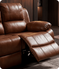 York Tan Leather 3 Seater Manual Recliner Sofa