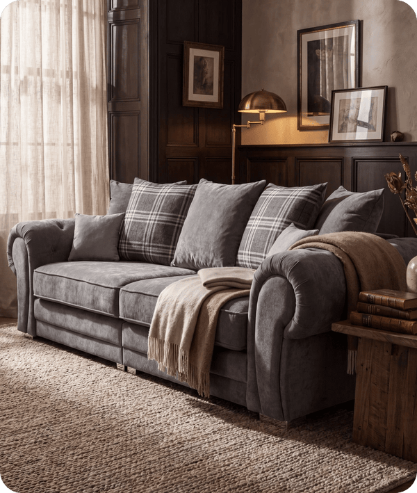 Florence Scatter Grey Fabric 4 Seater Sofa
