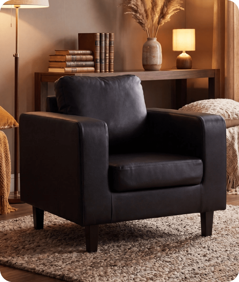 Nova Black  Leather Armchair