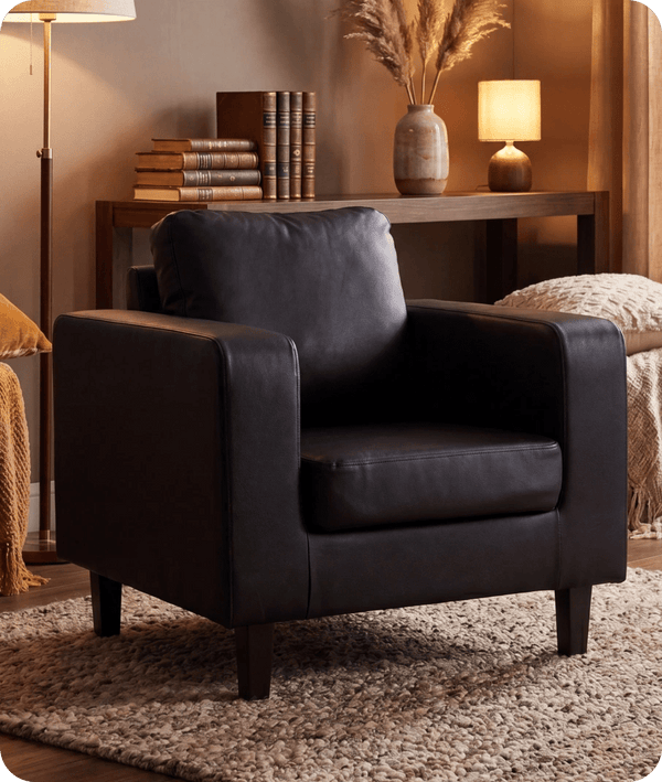 Nova Black  Leather Armchair
