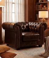 Chesterfield Brown Leather Antique Armchair