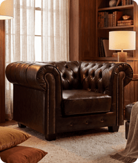 Chesterfield Brown Leather Antique Armchair