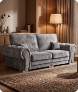 Florence High Back Grey Fabric 4 Seater Sofa