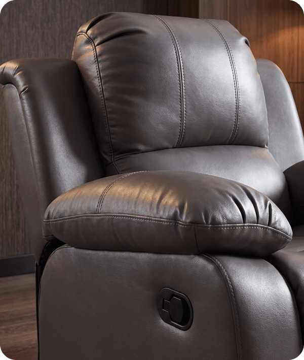 York Grey Leather Manual Recliner Armchair