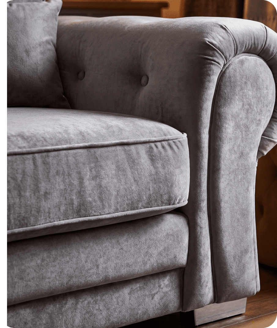 Florence High Back Grey Fabric 4 Seater Sofa