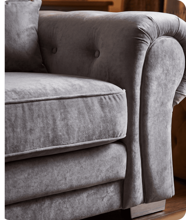 Florence High Back Grey Fabric 4 Seater Sofa