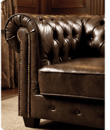 Chesterfield Brown Leather Antique Armchair
