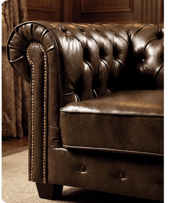 Chesterfield Brown Leather Antique Armchair