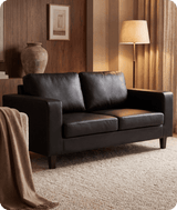 Nova Black Leather 2 Seater Sofa
