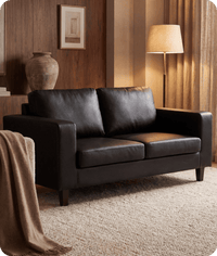 Nova Black Leather 2 Seater Sofa