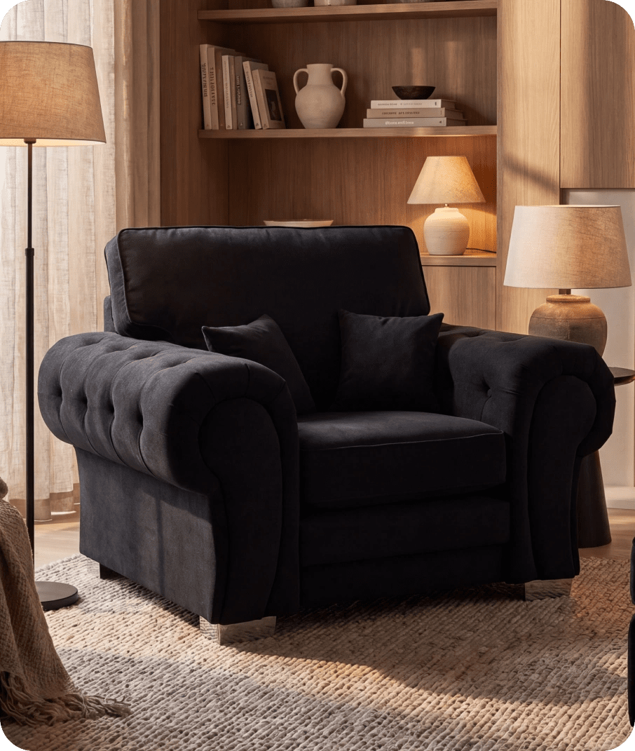 Florence High Back Black Fabric Armchair