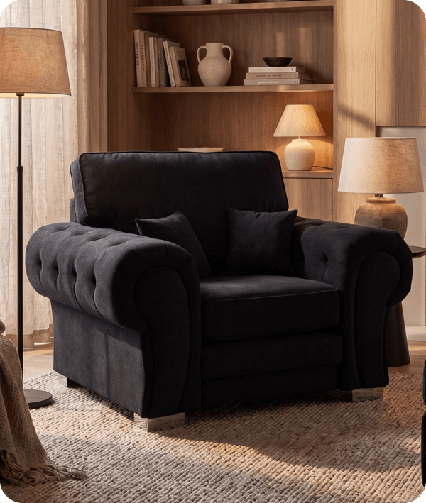 Florence High Back Black Fabric Armchair