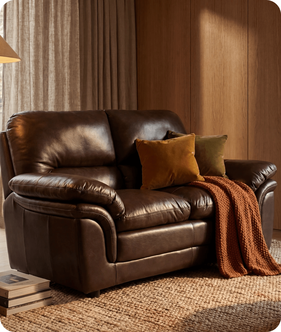 Florence Brown Leather 2 Seater Sofa