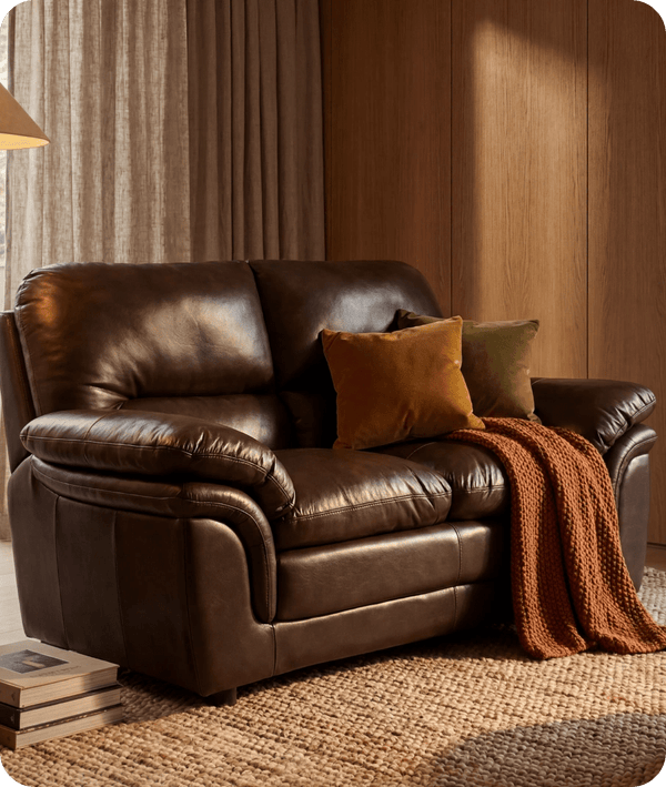Florence Brown Leather 2 Seater Sofa