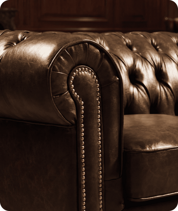 Chesterfield Brown Leather Antique 2 Seater Sofa