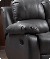 York Grey Leather 2 Seater Manual Recliner Sofa