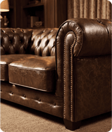 Chesterfield Brown Leather Antique 2 Seater Sofa