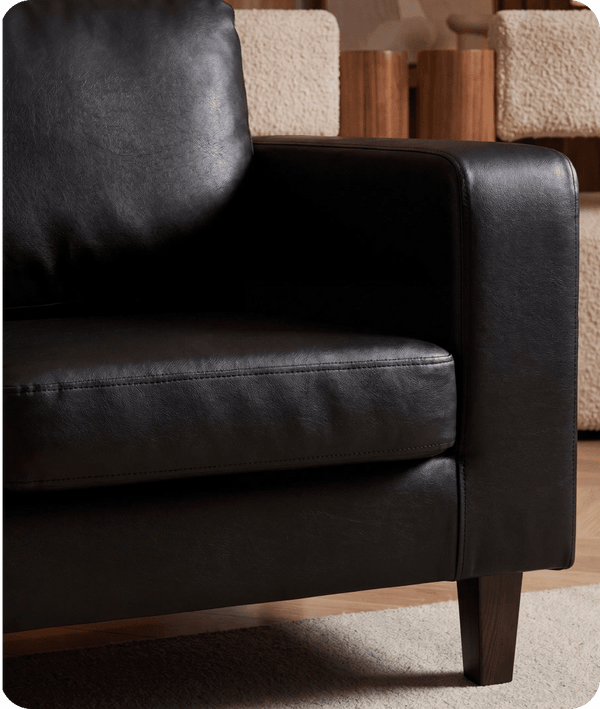 Nova Black Leather 2 Seater Sofa