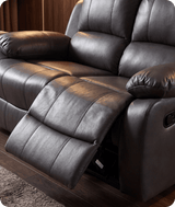York Grey Leather 2 Seater Manual Recliner Sofa