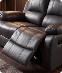 York Grey Leather 2 Seater Manual Recliner Sofa
