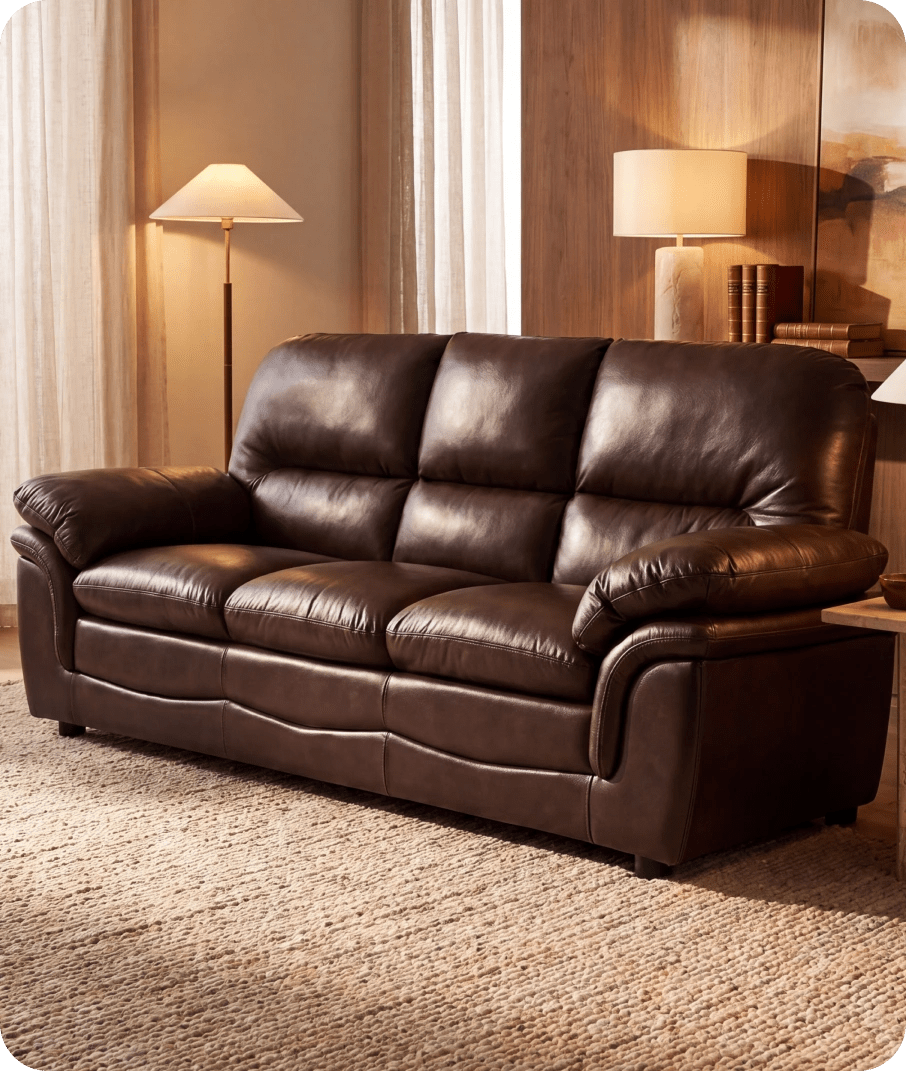 Florence Brown Leather 3 Seater Sofa