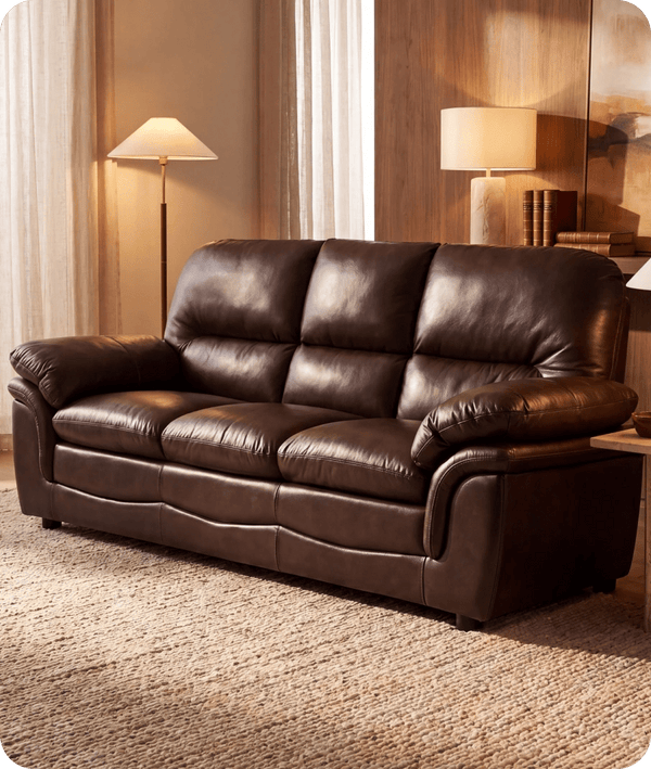 Florence Brown Leather 3 Seater Sofa