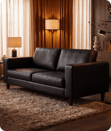 Nova Black Leather 3 Seater Sofa