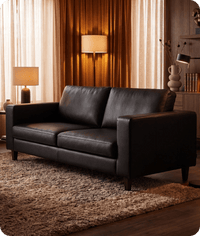 Nova Black Leather 3 Seater Sofa
