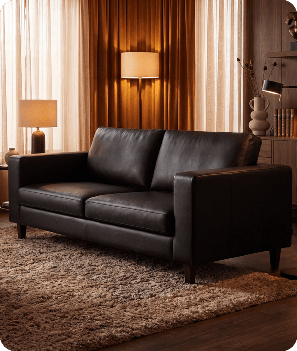 Nova Black Leather 3 Seater Sofa